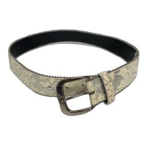 Hot Topic belt silver lace embellishment lined with silver ball chain